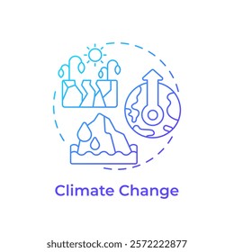 Climate change blue gradient concept icon. Biodiversity decline cause. Habitat destruction. Ecosystem imbalance. Round shape line illustration. Abstract idea. Graphic design. Easy to use in article