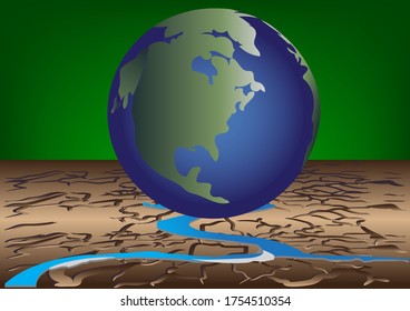 The climate change  the climate breakdown is the worst crisis humanity is facing flat design gradient the earth and land isolated on green background