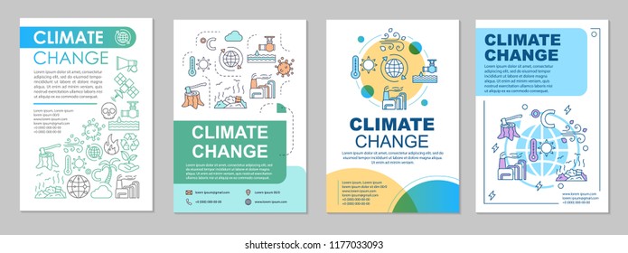 Climate change brochure template layout. Environmental issues. Flyer, booklet, leaflet print design with linear illustrations. Vector page layouts for magazines, annual reports, advertising posters