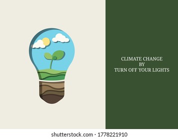 Climate Change By Turn Off The Light When Not In Use, The Better Environment In The Bulbs Symbol.