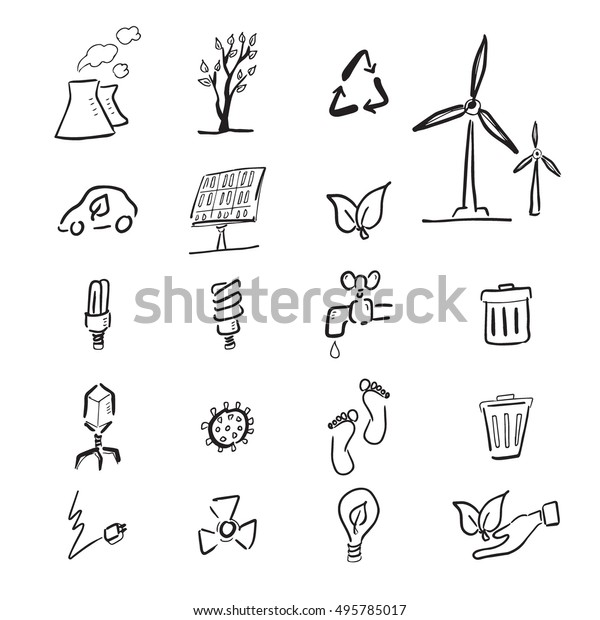 Climate Change Cartoon Drawing Icons Stock Vector (Royalty Free ...