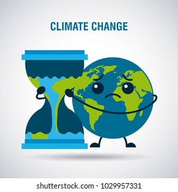 climate change cartoon sad planet earth hourglass time