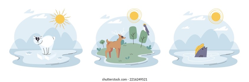 Climate change concept. Global warming design. Nature environment danger, energy business industr, climate change saving planet, air pollution. Temperature rising animal extinction. Environment Day