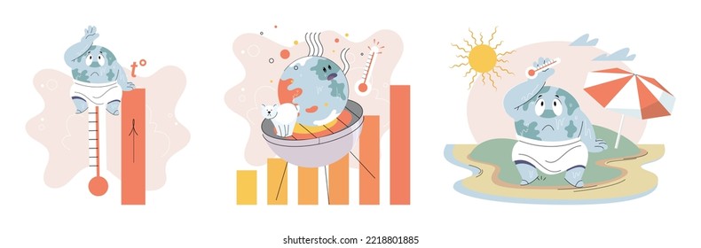 Climate change concept. Global warming design. Nature environment danger, energy business industr, climate change saving planet, air pollution. Temperature rising animal extinction. Environment Day