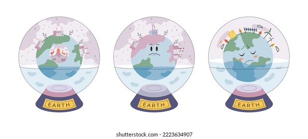 Climate change concept. Global warming metaphor. Nature environment danger, energy business industr, climate change saving planet, air pollution. Temperature rising animal extinction. Environment Day