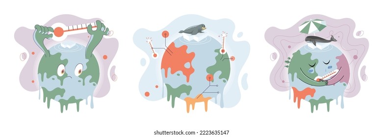 Climate change concept. Global warming design. Nature environment danger, energy business industr, climate change saving planet, air pollution. Temperature rising animal extinction. Environment Day