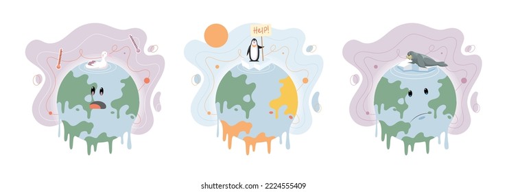 Climate change concept. Global warming design. Nature environment danger, energy business industr, climate change saving planet, air pollution. Temperature rising animal extinction. Environment Day