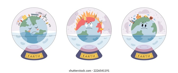 Climate change concept. Global warming design. Nature environment danger, energy business industr, climate change saving planet, air pollution. Temperature rising animal extinction. Environment Day