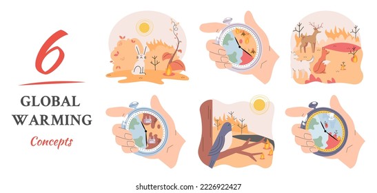 Climate change concept. Global warming design. Nature environment danger, energy business industr, climate change saving planet, air pollution. Temperature rising animal extinction. Environment Day