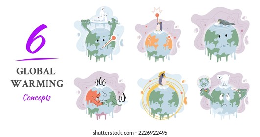 Climate change concept. Global warming design. Nature environment danger, energy business industr, climate change saving planet, air pollution. Temperature rising animal extinction. Environment Day