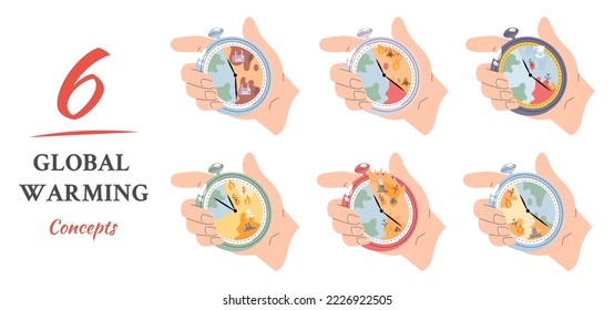 Climate change concept. Global warming design. Nature environment danger, energy business industr, climate change saving planet, air pollution. Temperature rising animal extinction. Environment Day