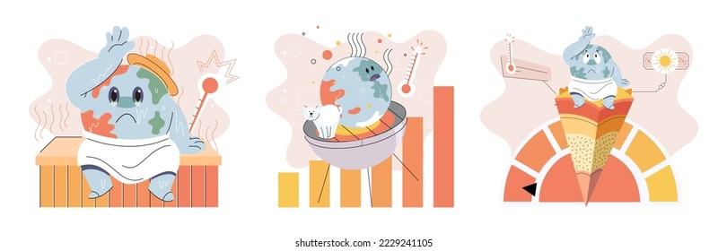 Climate change concept. Global warming design. Nature environment danger, energy business industr, climate change saving planet, air pollution. Temperature rising animal extinction. Environment Day