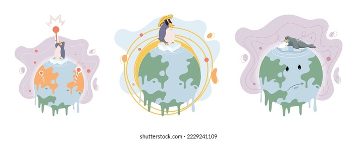 Climate change concept. Global warming design. Nature environment danger, energy business industr, climate change saving planet, air pollution. Temperature rising animal extinction. Environment Day