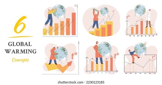 Climate change concept. Global warming design. Nature environment danger, energy business industr, climate change saving planet, air pollution. Temperature rising animal extinction. Environment Day