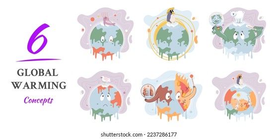 Climate change concept. Global warming design. Nature environment danger, energy business industr, climate change saving planet, air pollution. Temperature rising animal extinction. Environment Day