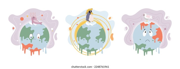 Climate change concept. Global warming metaphor. Nature environment danger, energy business industr, climate change saving planet, air pollution. Temperature rising animal extinction. Environment Day