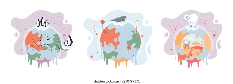 Climate change concept. Global warming metaphor. Nature environment danger, energy business industr, climate change saving planet, air pollution. Temperature rising animal extinction. Environment Day