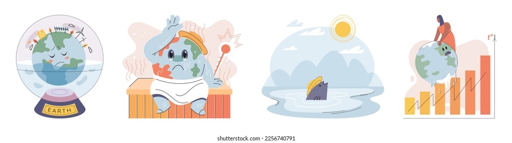 Climate change concept. Global warming metaphor. Nature environment danger, energy business industr, climate change saving planet, air pollution. Temperature rising animal extinction. Environment Day