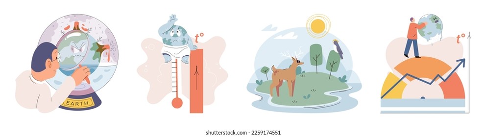 Climate change concept. Global warming metaphor. Nature environment danger, energy business industr, climate change saving planet, air pollution. Temperature rising animal extinction. Environment Day