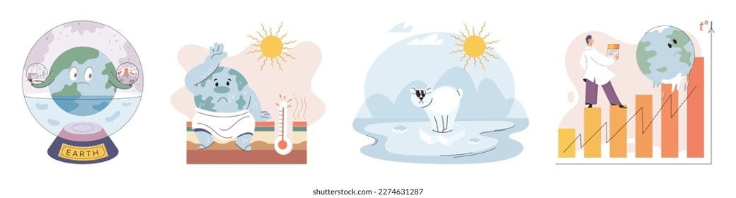 Climate change concept. Global warming metaphor. Nature environment danger, energy business industr, climate change saving planet, air pollution. Temperature rising animal extinction. Environment Day