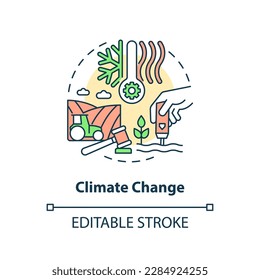 Klimaschutzkonzept-Symbol Umweltzustand. Ziel der Agrarpolitik abstrakte Idee dünne Illustration. Einzeln Umrisszeichnung. Bearbeitbarer Strich. Arial, Myriad Pro Fett Schriftarten verwendet