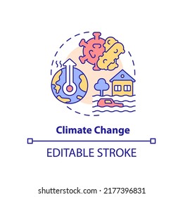 Climate change concept icon. Reason for increased risk of pandemic abstract idea thin line illustration. Isolated outline drawing. Editable stroke. Arial, Myriad Pro-Bold fonts used