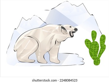 climate change concept vector illustration with bear