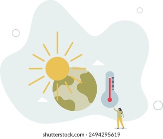 climate change concept.Character showing natural disaster, such as Global warming.flat design.illustration with people.