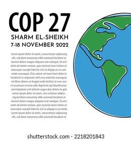 Climate Change Conference 2022 - COP 27 vertical vector banner, flyer. invitation design. International climate change summit poster