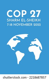 Climate Change Conference 2022 - COP 27 vertical vector banner, flyer. invitation design. International climate change summit poster
