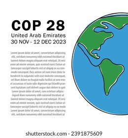 Climate Change Conference 2023 - COP 28 square vector banner, social media post template with copy space. International climate ecology conference