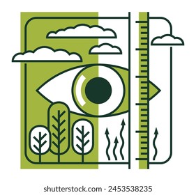 Climate Change control - Monitoring of Temperature rising, Global warming sign, Geometric design in bold aesthetic style