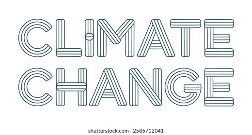 "CLIMATE CHANGE" creative text banner,minimalistic flat vector illustration useful for nature awareness,social issues, banners etc.