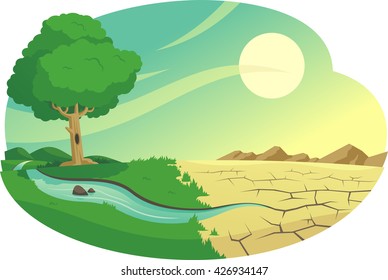 Climate Change Desertification Illustration