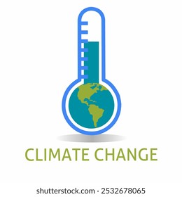 Projeto do conceito do termômetro da ecologia da Terra dentro da mudança climática. Ilustração de vetor plano.