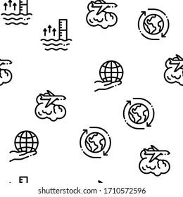 Climate Change Ecology Seamless Pattern Vector Thin Line. Illustrations