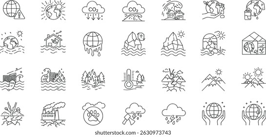Climate Change Editable Icons set