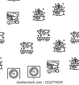 Climate Change And Environment Vector Seamless Pattern Thin Line Illustration