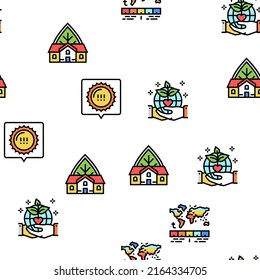 Climate Change And Environment Vector Seamless Pattern Thin Line Illustration