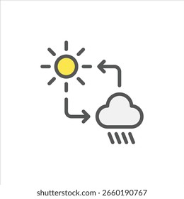 Icono de contorno lleno de cambio climático. Ilustración de línea de color de Clima.