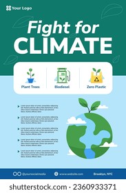 Climate change flyer template. nature campaign poster, infographic, cover layout design vector.