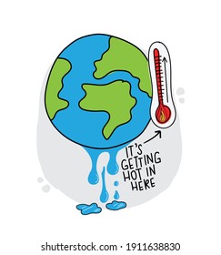 Climate change global warming concept design with global planet earth and thermometer 