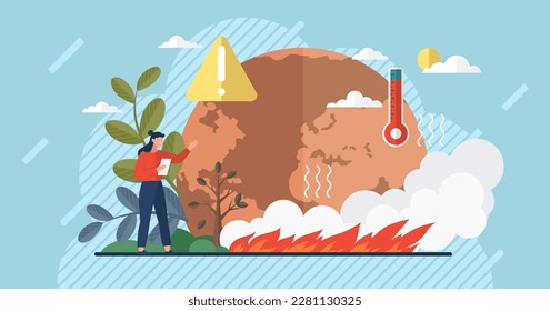 El cambio climático y el concepto de calentamiento global. Salvemos el planeta. Día mundial del medio ambiente. Día de la Tierra. El estilo de vida sostenible y el problema del cambio climático. Calentamiento global. Efecto de la sequía. Biodiversidad