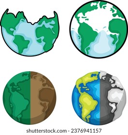 Climate Change and Global Warming  Earth Planet Vector Illustration Collection