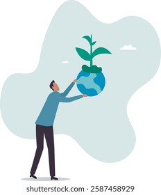 Climate change and global warming responsibility, world leader commitment to take care our planet earth.business concept.flat character.