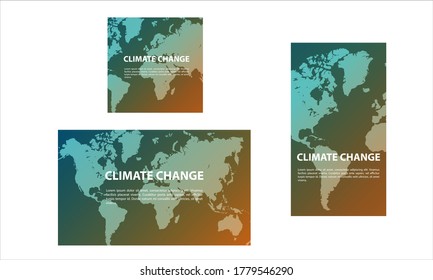 Climate Change gradient abstract background with world