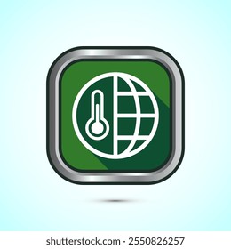 Climate change icon design, Global warming, Earth temperature icon, Green Shadow Button Design 