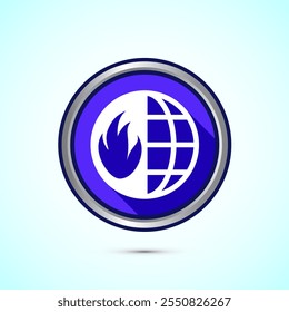 Climate change icon design, Global warming, Earth temperature icon, Blue Shadow Button Design