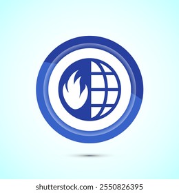 Climate change icon design, Global warming, Earth temperature icon, Blue Color Button Design