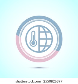 Climate change icon design, Global warming, Earth temperature icon, Pastel Color Button Design